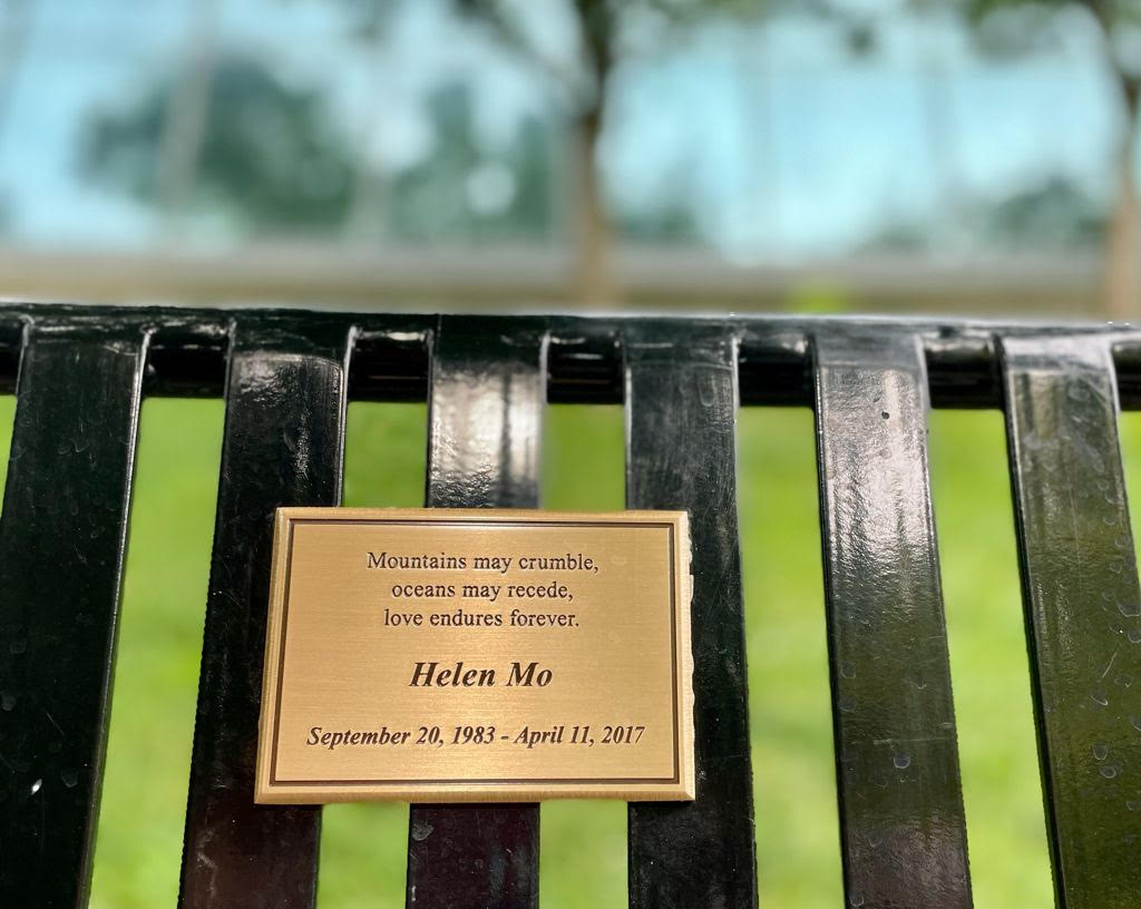 Helen Mo bench plaque