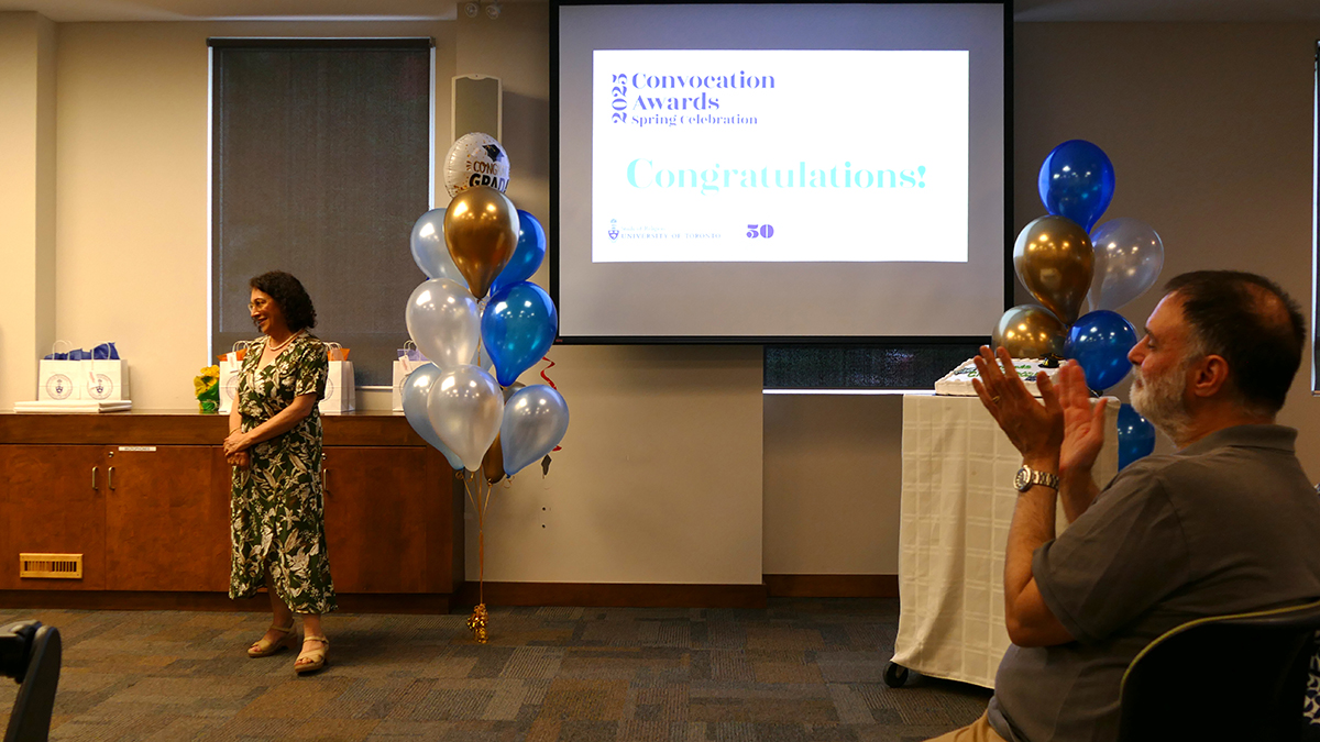 Fereshteh Hashemi responds to the Chair's remarks on the Dean's Distinguished Long Service Award
