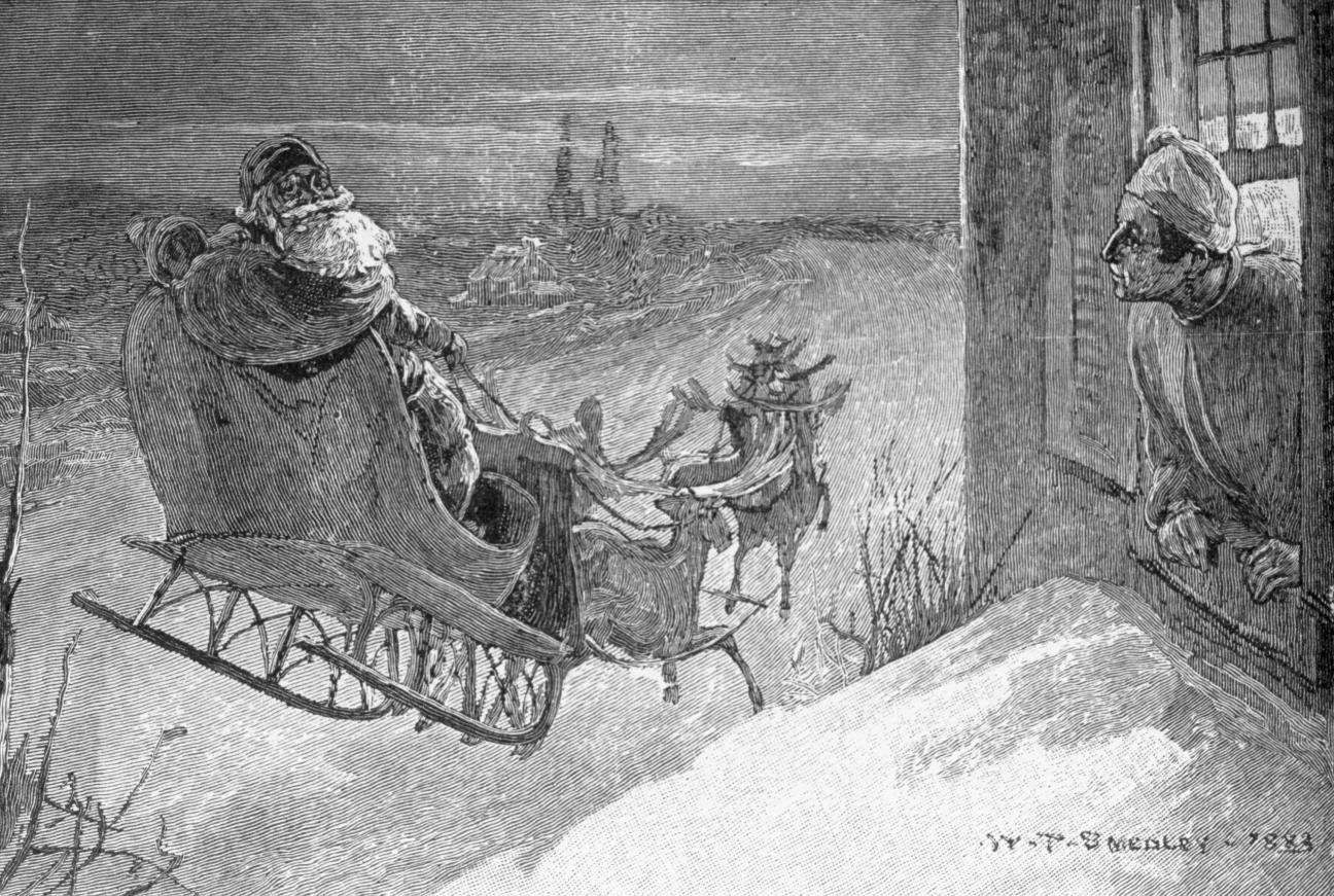 Nineteenth-century American book illustration for poem Twas the Night Before Christmas by Clement C. Moore (1779-1863)