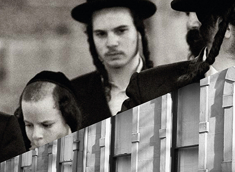Young Hasidic men black and white photo
