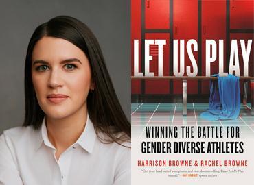 Rachel Browne, with book cover, &amp;quot;Let Us Play&amp;quot;